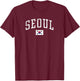 Vintage Seoul South Korea Country Flag Souvenir Vacation T-Shirt - T-Shirt | Maroon