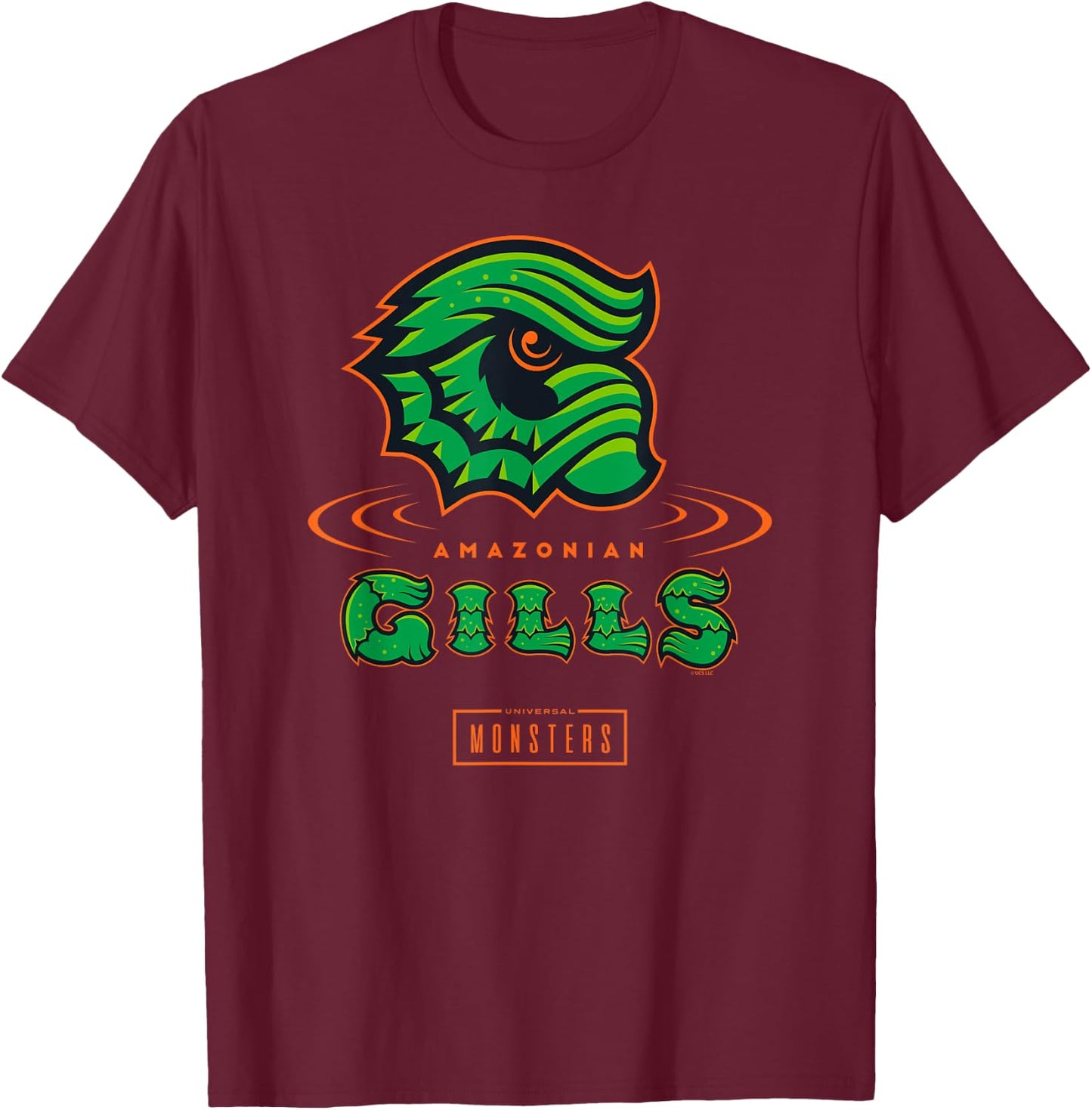 Universal Monsters Creature From The Black Lagoon Gills T-Shirt - T-Shirt | Maroon