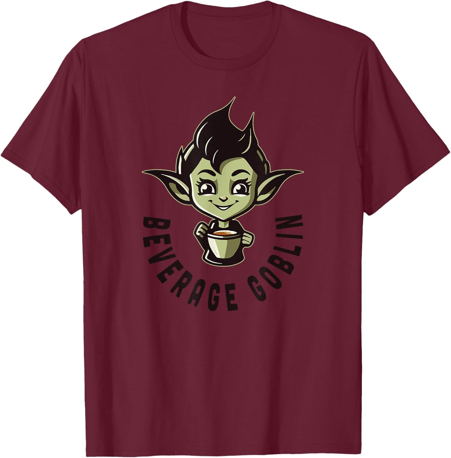 Funny Beverage Goblin Cute Hoarding Drinks Cups Coffee Water T-Shirt - T-Shirt | Maroon