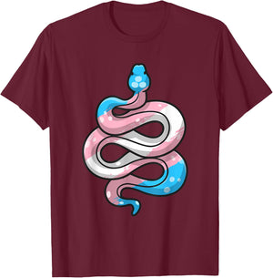 Transgender Pride Stuff Trans Flag Snake Reptile Lover T-Shirt - T-Shirt | Maroon