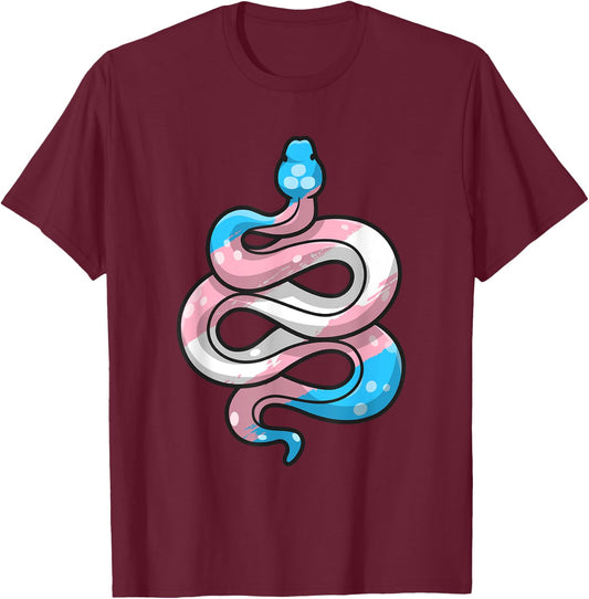 Transgender Pride Stuff Trans Flag Snake Reptile Lover T-Shirt - T-Shirt | Maroon