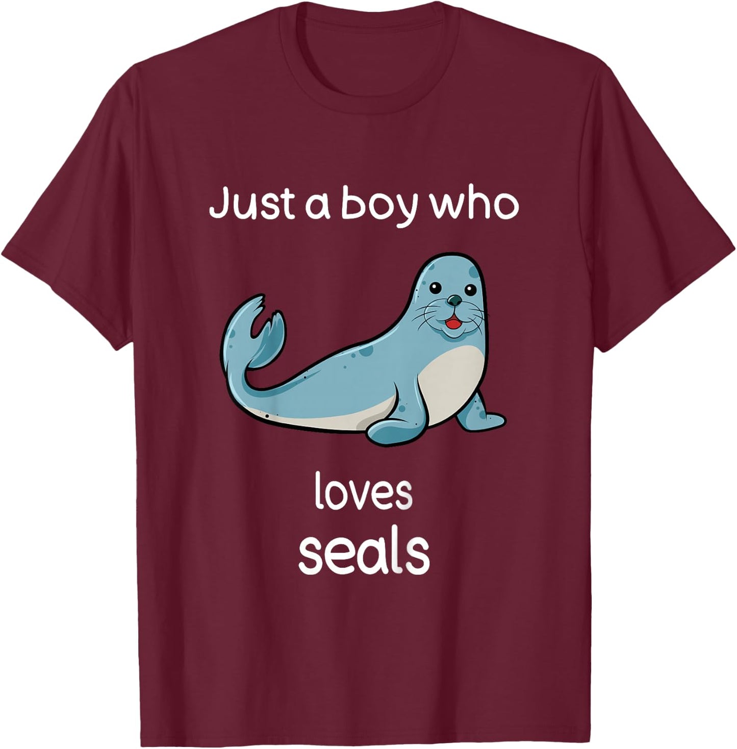 Kids Seal Shirt Boys I Love Seals Kids Seal Lover T-Shirt - T-Shirt | Maroon
