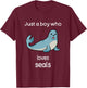 Kids Seal Shirt Boys I Love Seals Kids Seal Lover T-Shirt - T-Shirt | Maroon