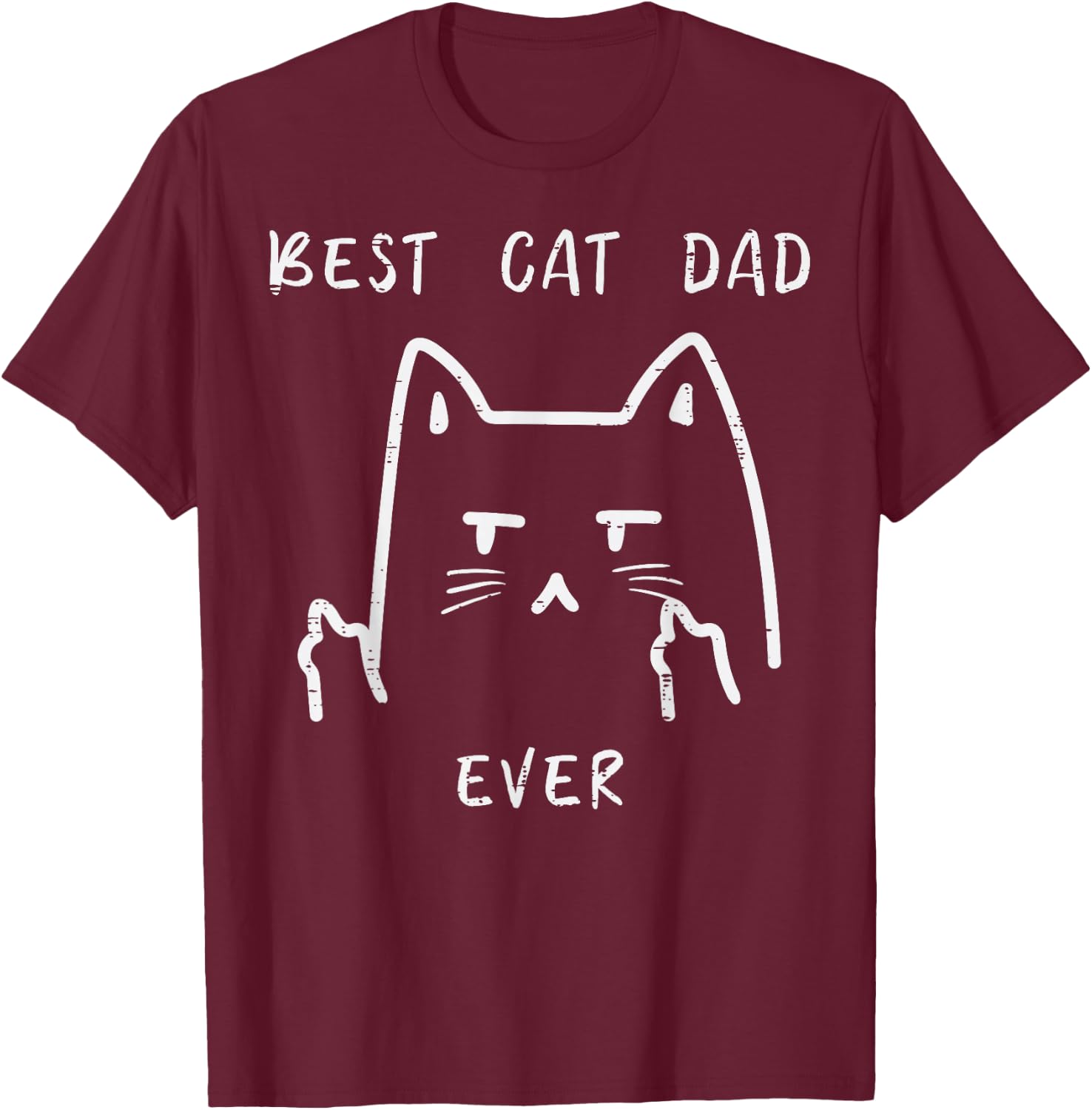 Fathers Day Best Cat Dad Ever Finger Funny Fur Daddy Papa T-Shirt - T-Shirt | Maroon