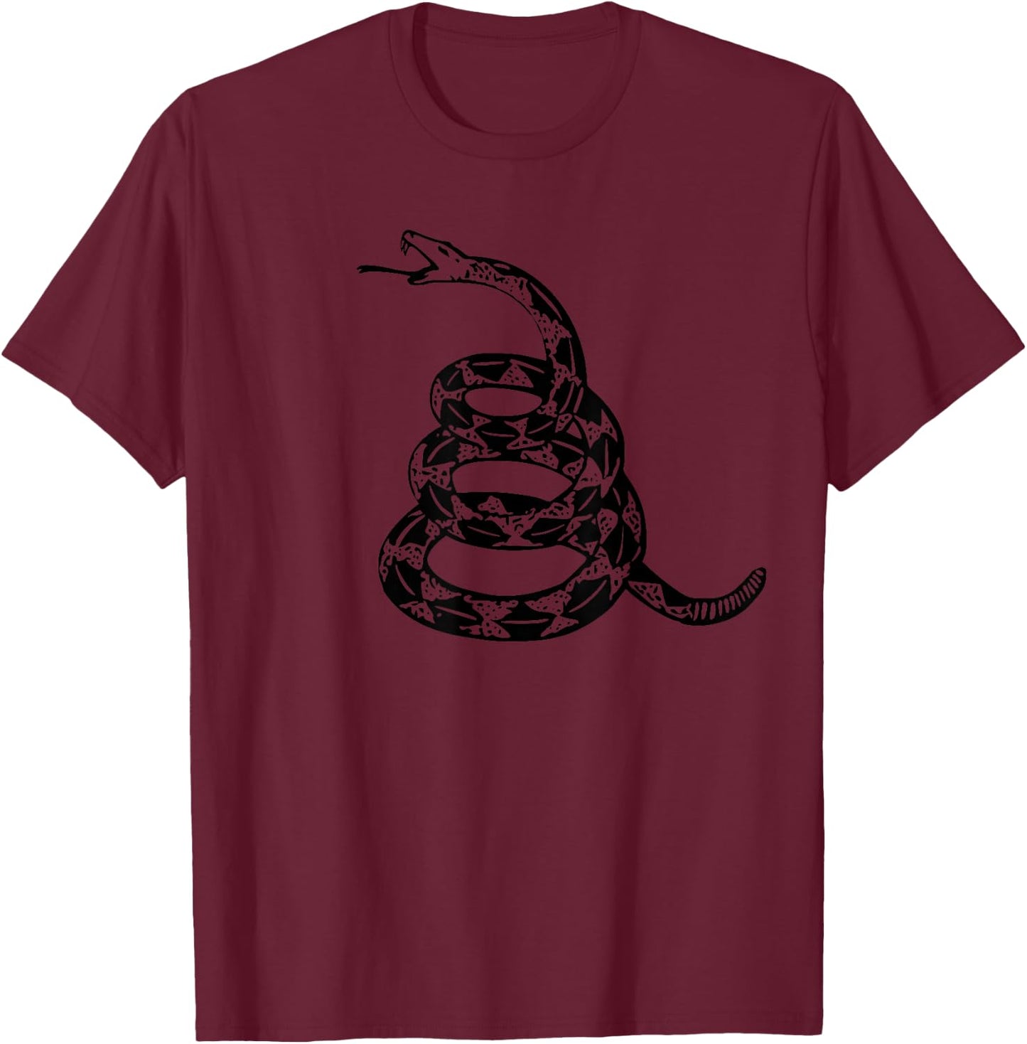 Gadsden Flag Snake ONLY Black Design subtle ghost T-Shirt - T-Shirt | Maroon