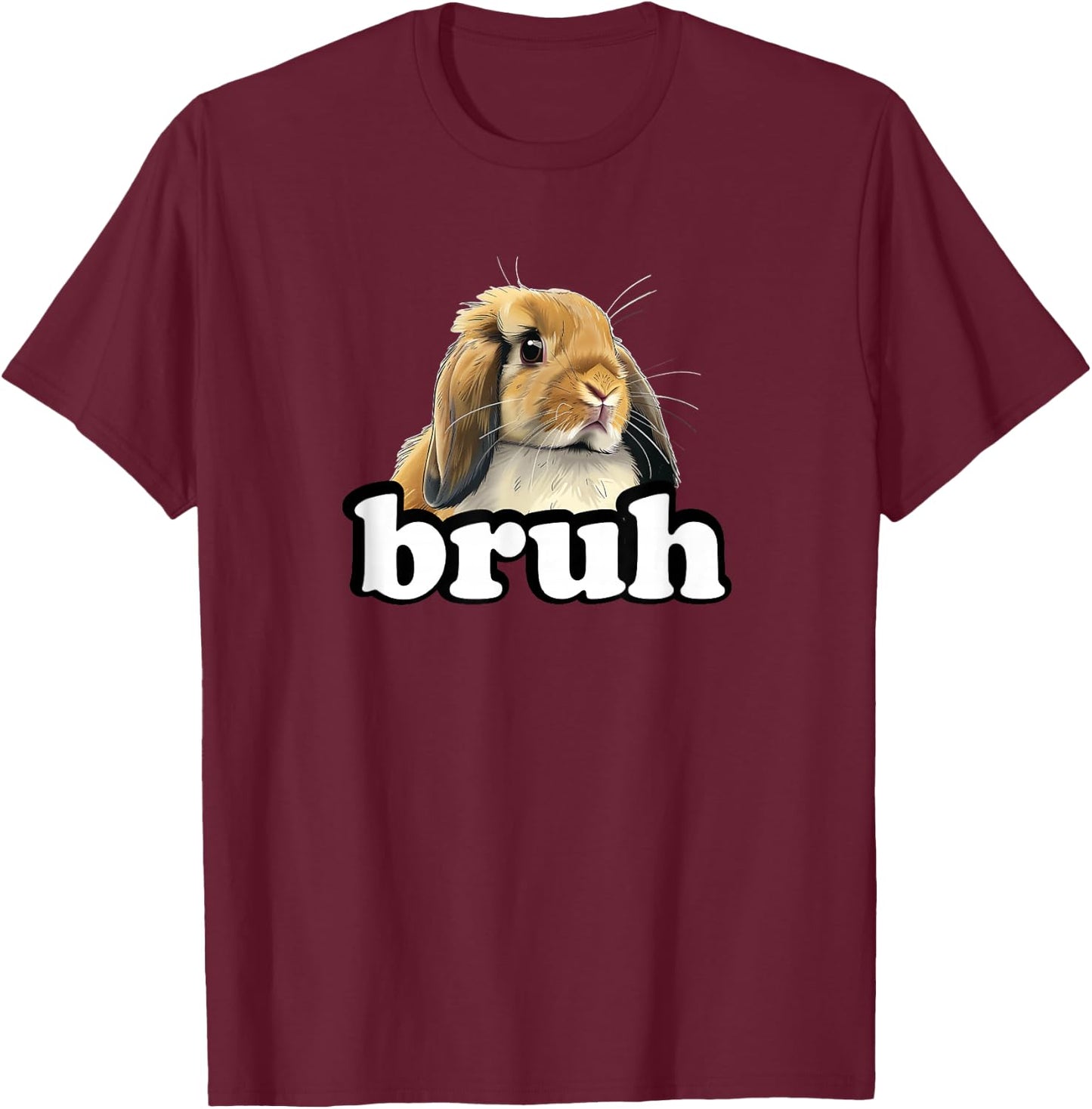 Kids Boys Girls Bruh Mini Holland Lop Bunny Rabbit Lover T-Shirt - T-Shirt | Maroon