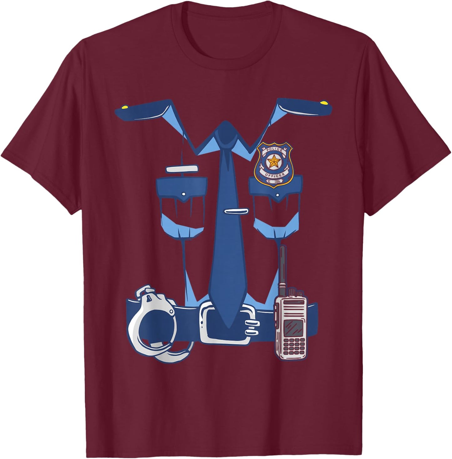 Police Officer Uniform Children's Carnival Handcuffs Police , black, s T-Shirt - T-Shirt | Maroon