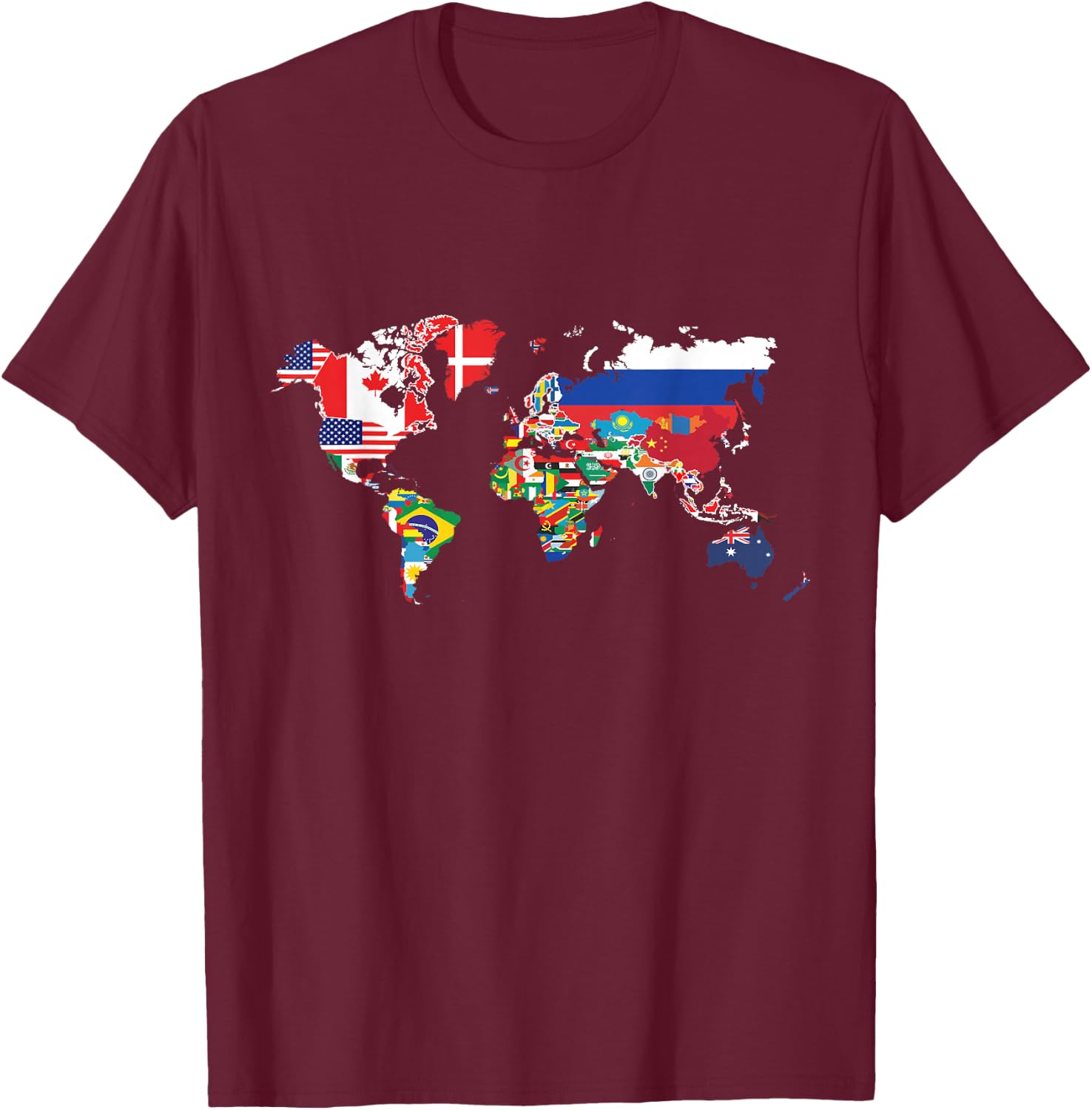 Alle Länder Flaggen der Welt 287 Flag International T-Shirt - T-Shirt | Maroon