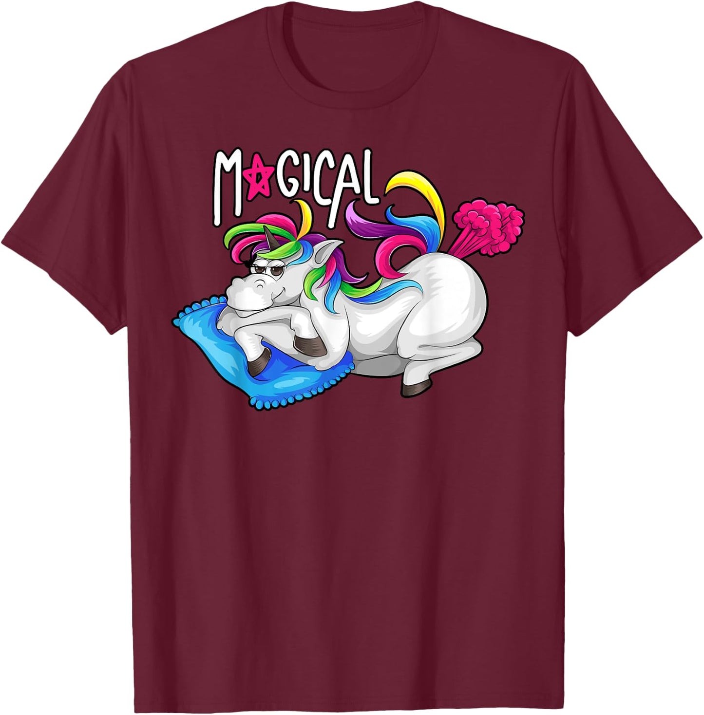 Unicorn Magical Fart | Cool Farting Horses Funny Joke Gift T-Shirt - T-Shirt | Maroon