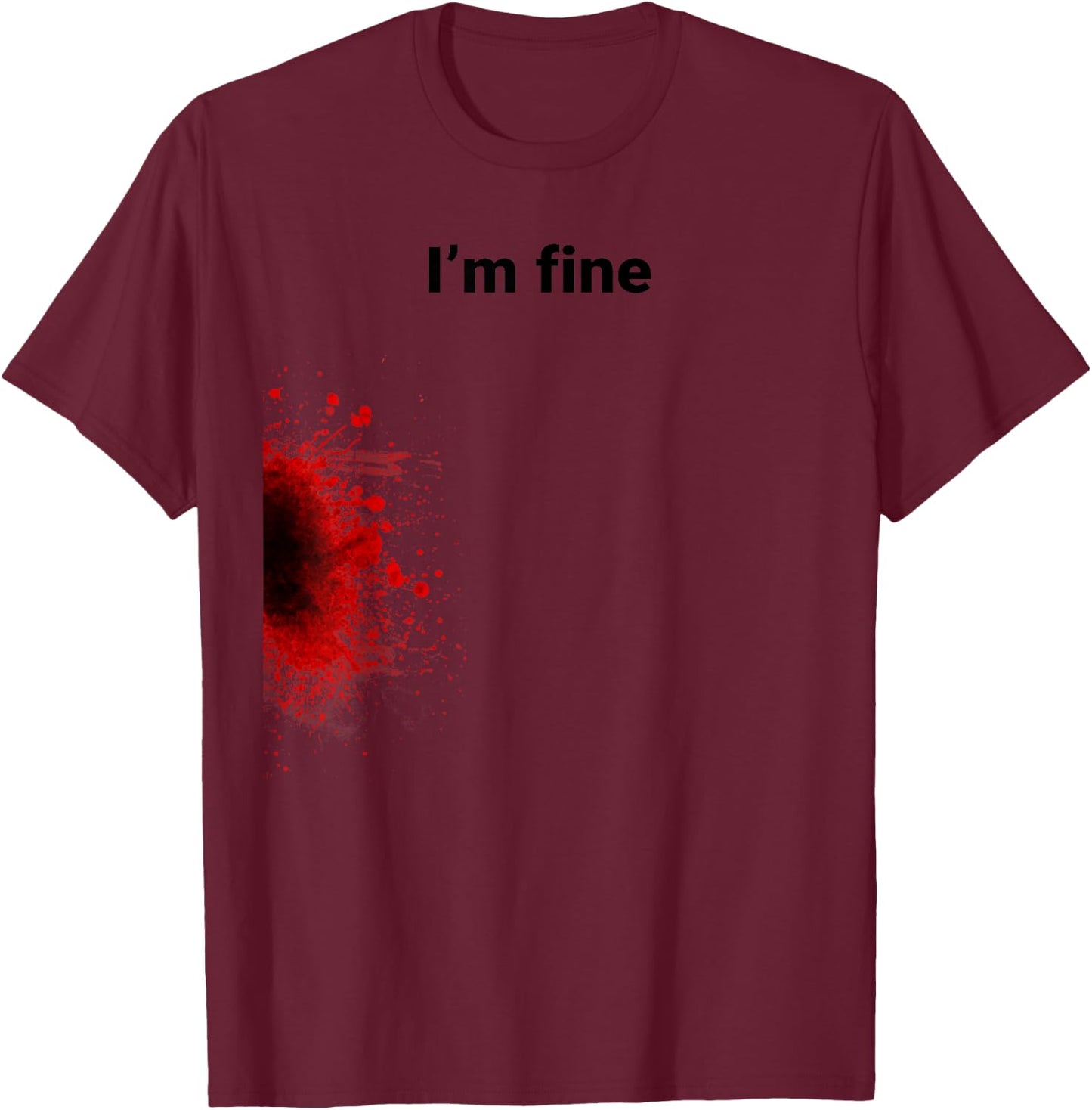 I'm Fine Movie Halloween Zombie Shark Bite Sarcasm Halloween T-Shirt - T-Shirt | Maroon