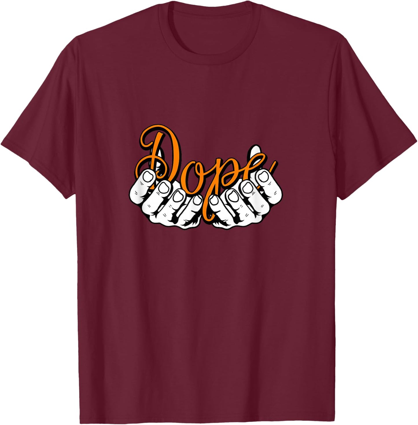 Orange Color Hands DOPE Orange Graphic T-Shirt - T-Shirt | Maroon