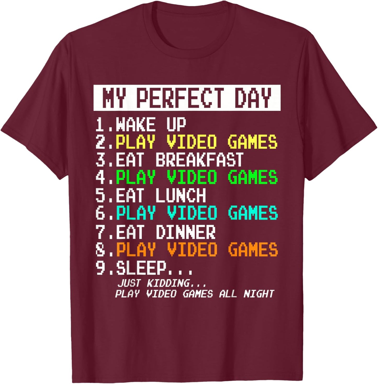 Gaming Apparel Video Game Gamer Gifts Men Boy Funny Humor T-Shirt - T-Shirt | Maroon