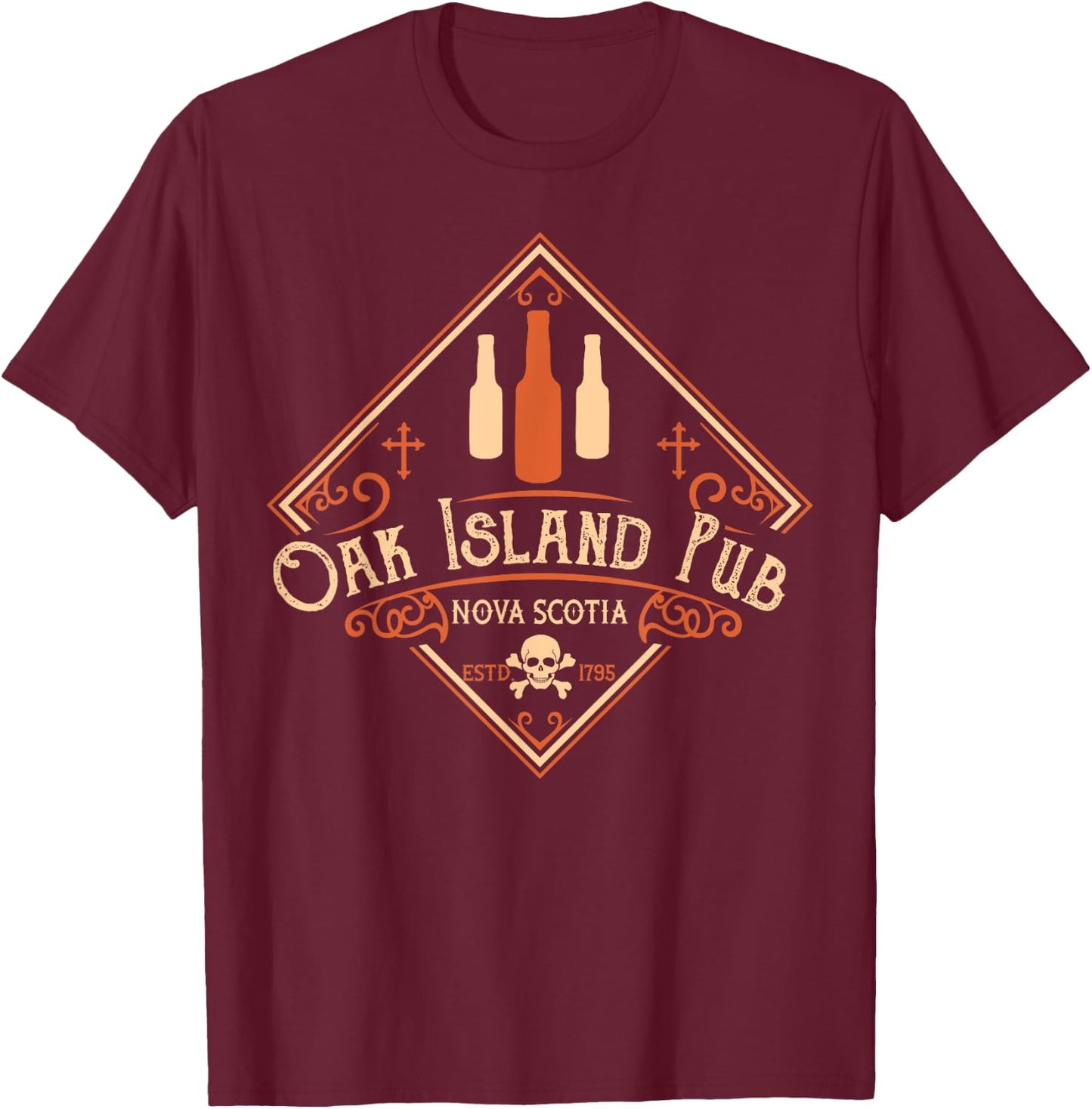 Oak Island Pub Treasure Hunt Vintage Beer Drinking Mystery T-Shirt - T-Shirt | Maroon