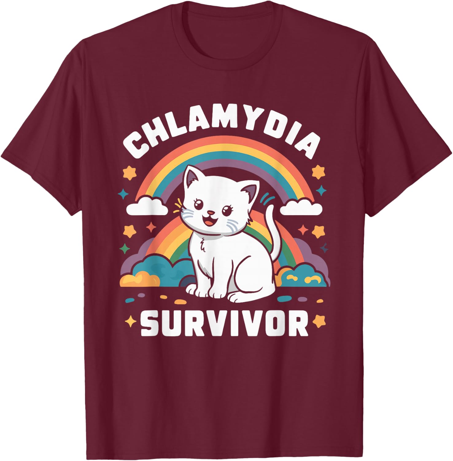 Chlamydia Survivor , Black, S T-Shirt - T-Shirt | Maroon