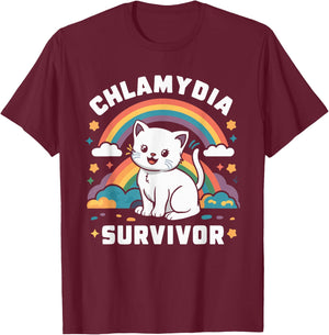 Chlamydia Survivor , Black, S T-Shirt - T-Shirt | Maroon