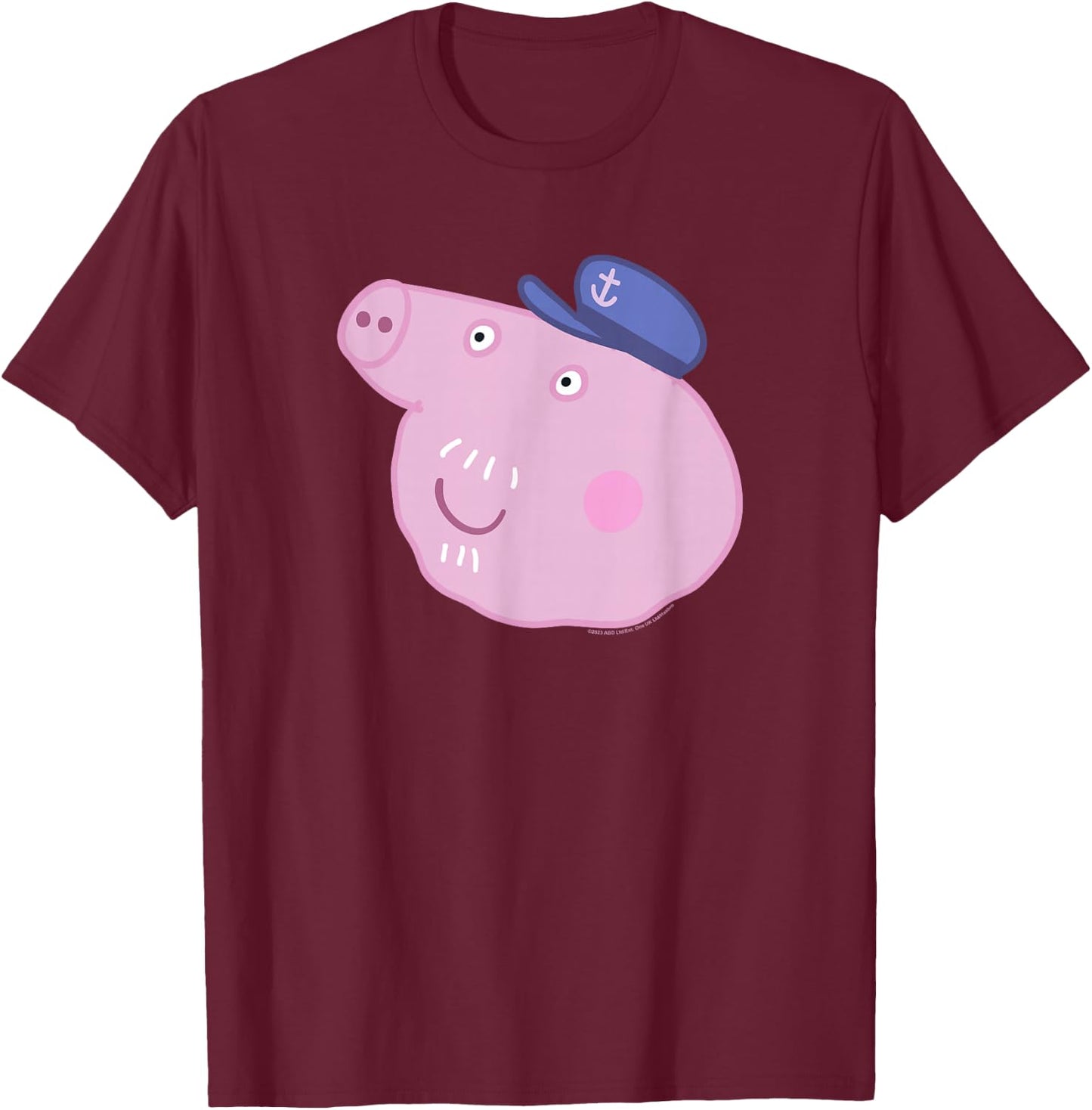 Peppa Pig Grandpa Pig Face , black T-Shirt - T-Shirt | Maroon