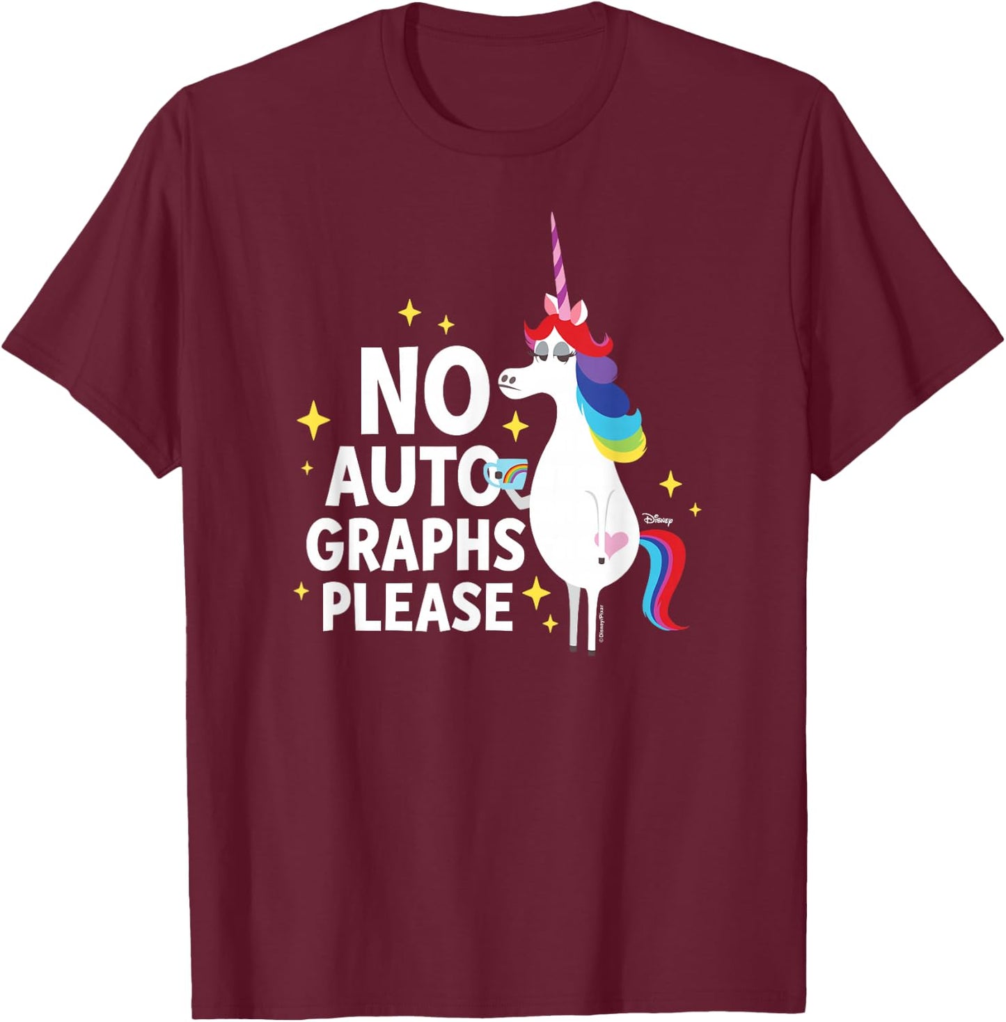 Inside Out - Rainbow Unicorn No Autographs Please T-Shirt - T-Shirt | Maroon