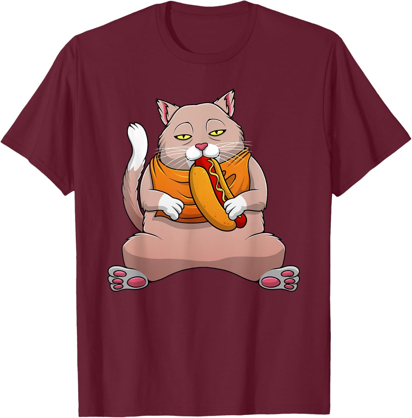 Funny Hot Dog Cat Design Women Sandwich Food Eaters T-Shirt - T-Shirt | Maroon
