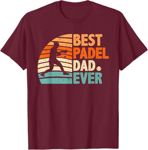 Best Padel Dad Ever Shirt Daddy Fathers Day Padel Fan Player T-Shirt - T-Shirt | Maroon
