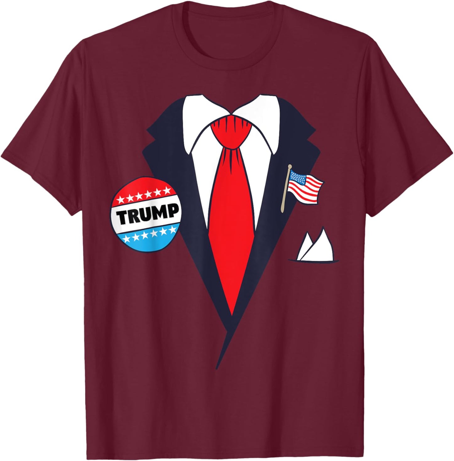 Funny Donald Trump Halloween Costume Shirt - Cartoon T-Shirt - T-Shirt | Maroon