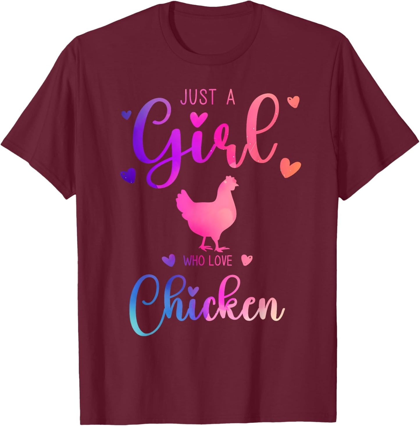 Just a Girl Who Loves Chicken Dress and Kids T-Shirt - T-Shirt | Maroon