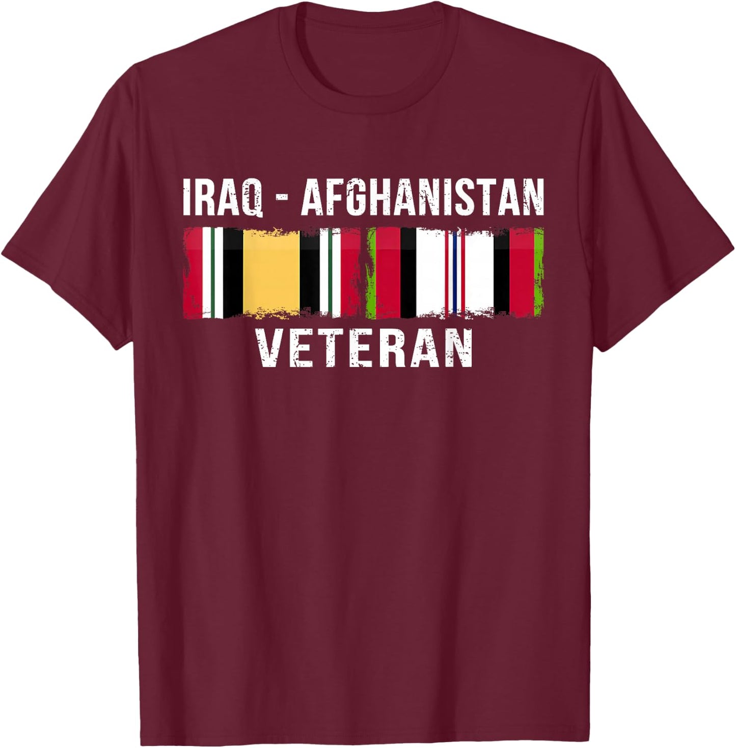 Afghanistan Flag Vintage Outfit Vintage Irag Afghanistan Veteran Gift - -Adults, Black, 3XL, Short Sleeve, Classic Fit, Cotton 60% Polyester 40% T-Shirt - T-Shirt | Maroon