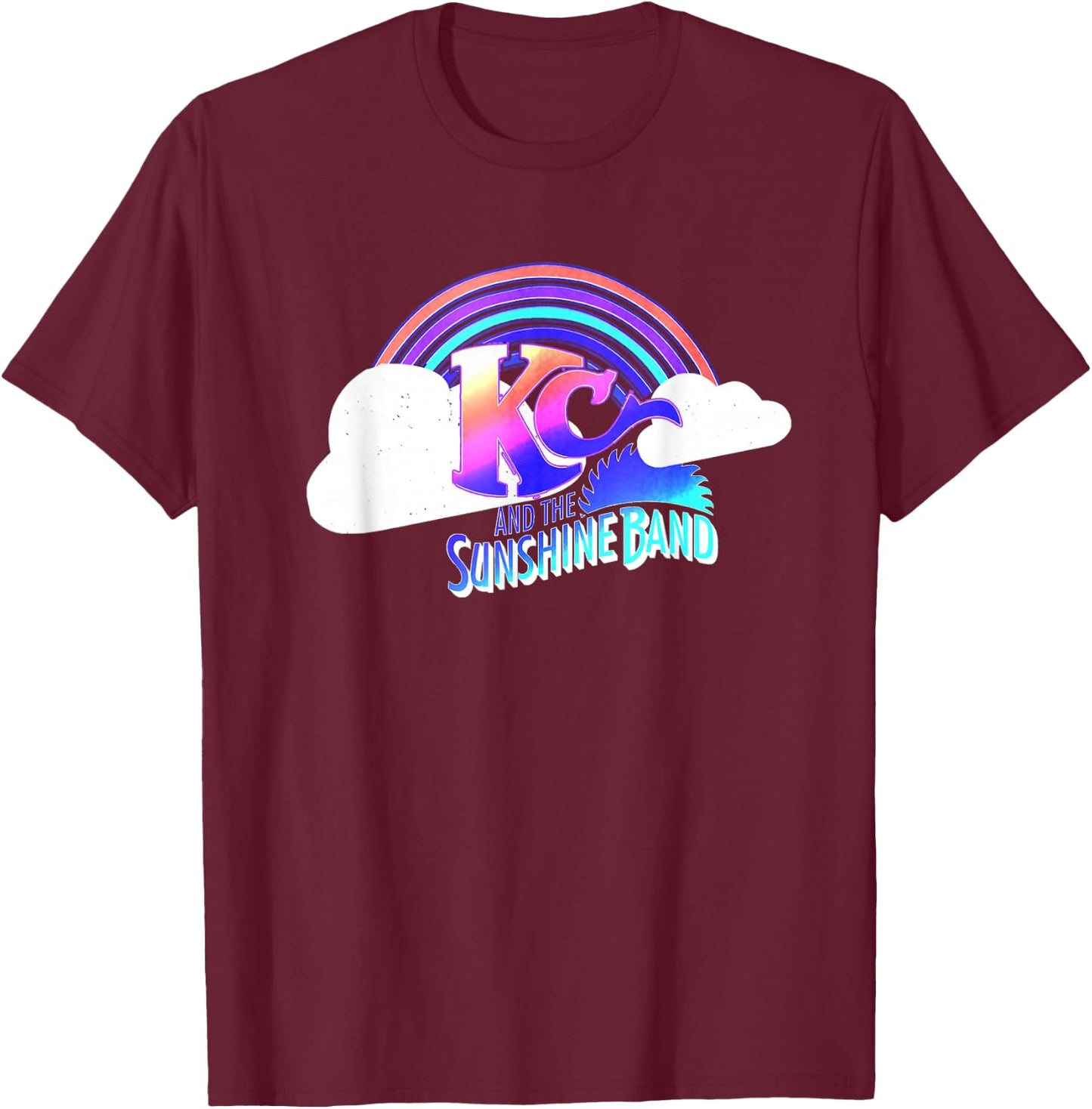 KC & The Sunshine Band Rainbow Cloud Logo T-Shirt - T-Shirt | Maroon