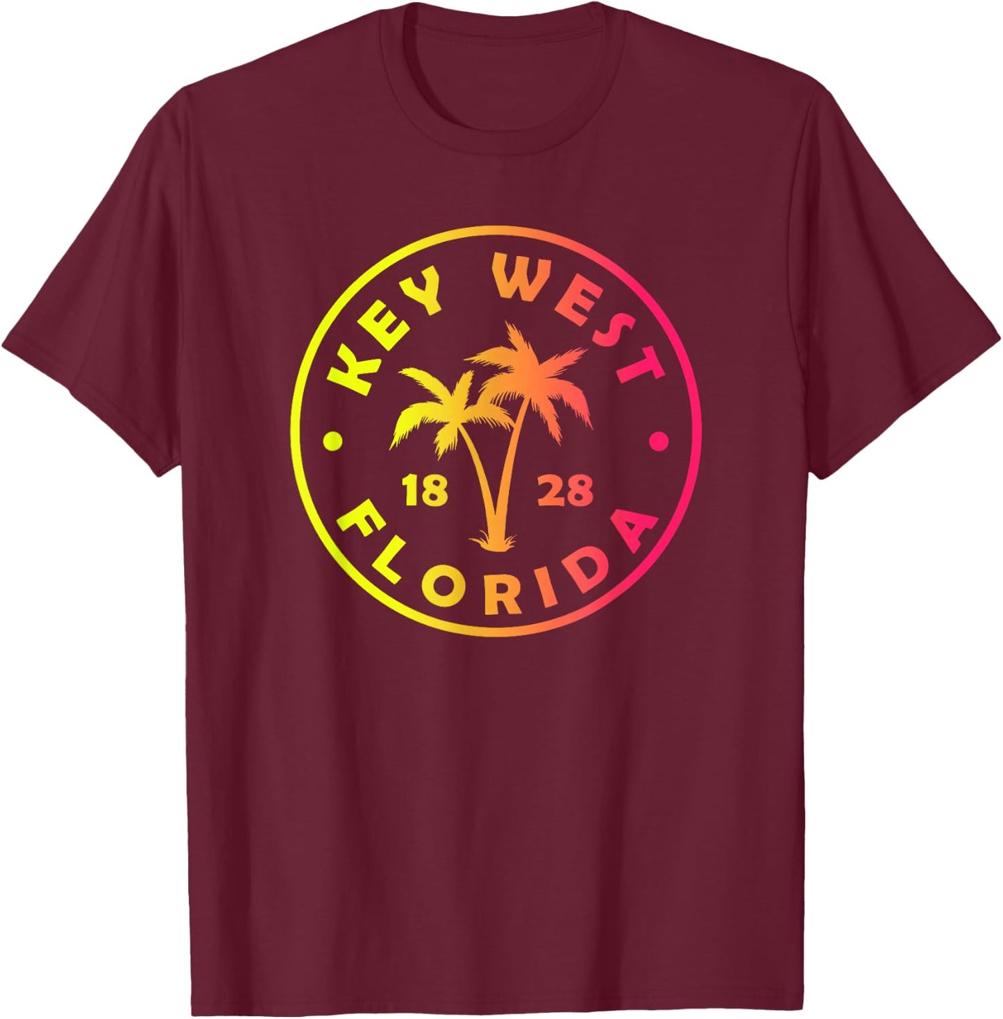 Key West Florida Colorful Palm Tree Tie Dye Boys Girls T-Shirt - T-Shirt | Maroon