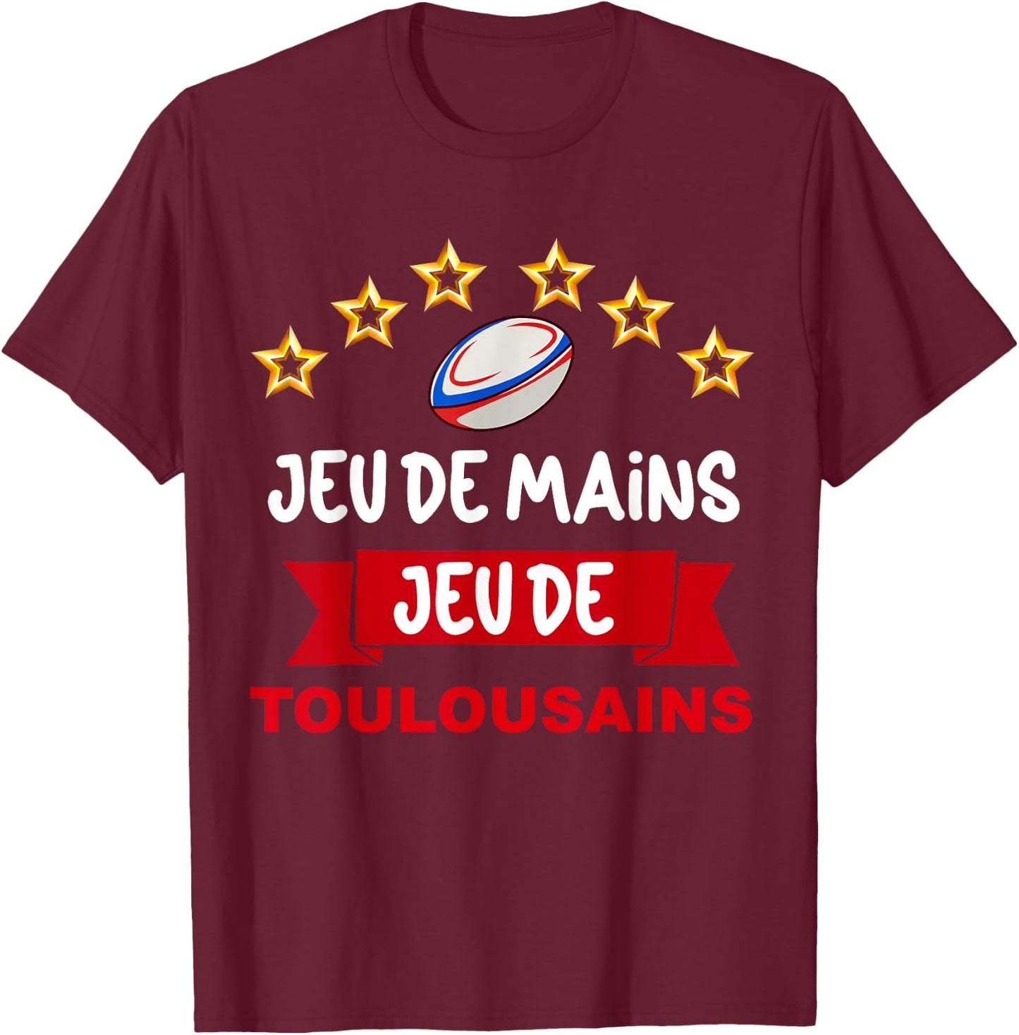 Toulouse Supporter Sport Hand Game Man Woman Child , Black, S T-Shirt - T-Shirt | Maroon