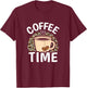 Coffee Time Cute Leopard Print Coffee Lover Women Girls T-Shirt - T-Shirt | Maroon