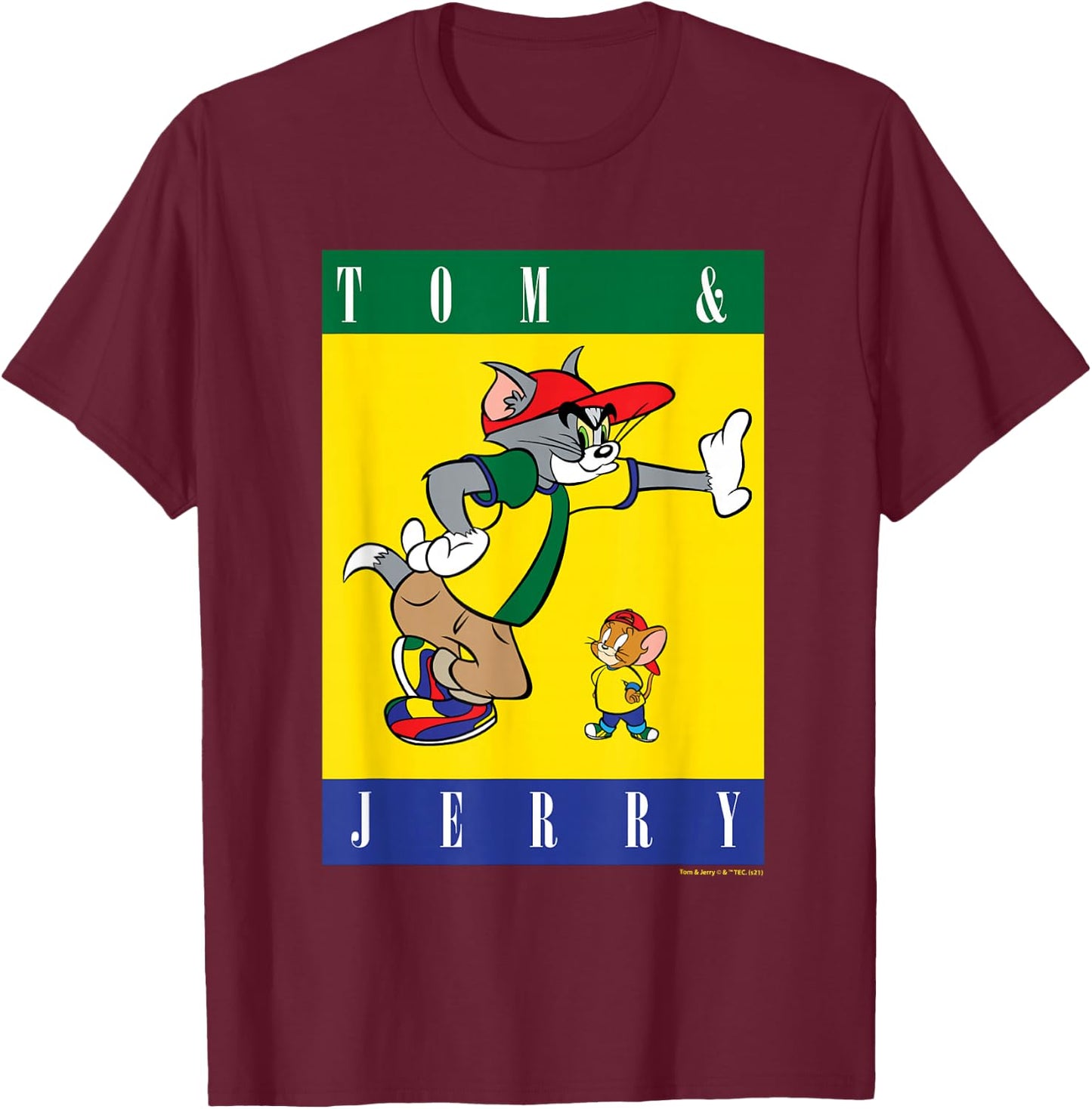 Tom and Jerry with Hats T-Shirt - T-Shirt | Maroon