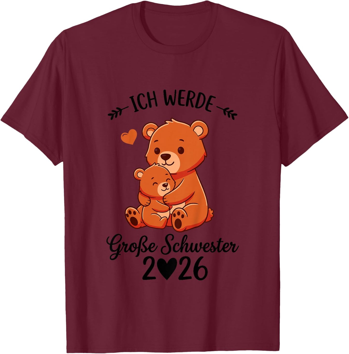 Kinder Ich Werde Große Schwester 2026 T-Shirt - T-Shirt | Maroon