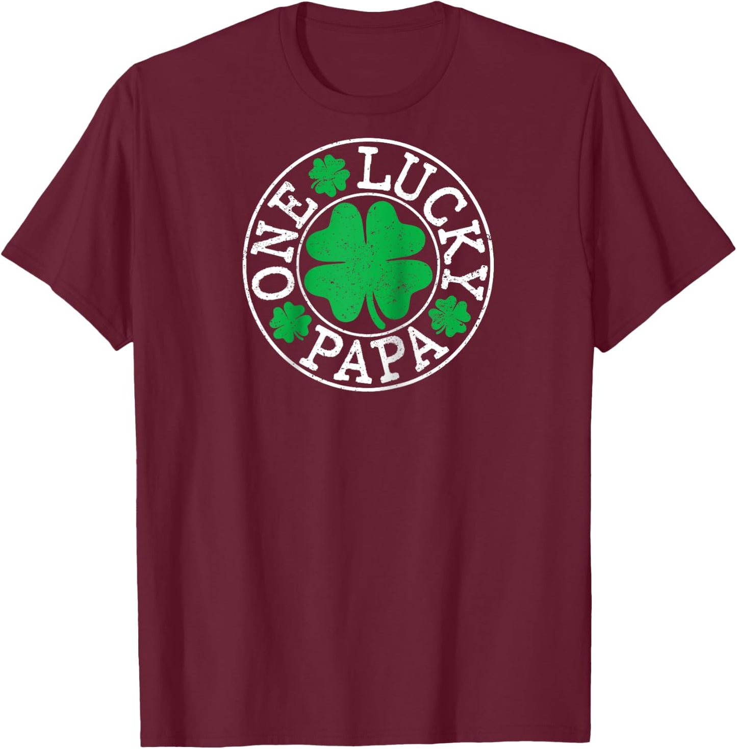 One Lucky Papa Funny St Patrick's Day Family Matching Raglan Baseball T-Shirt - T-Shirt | Maroon