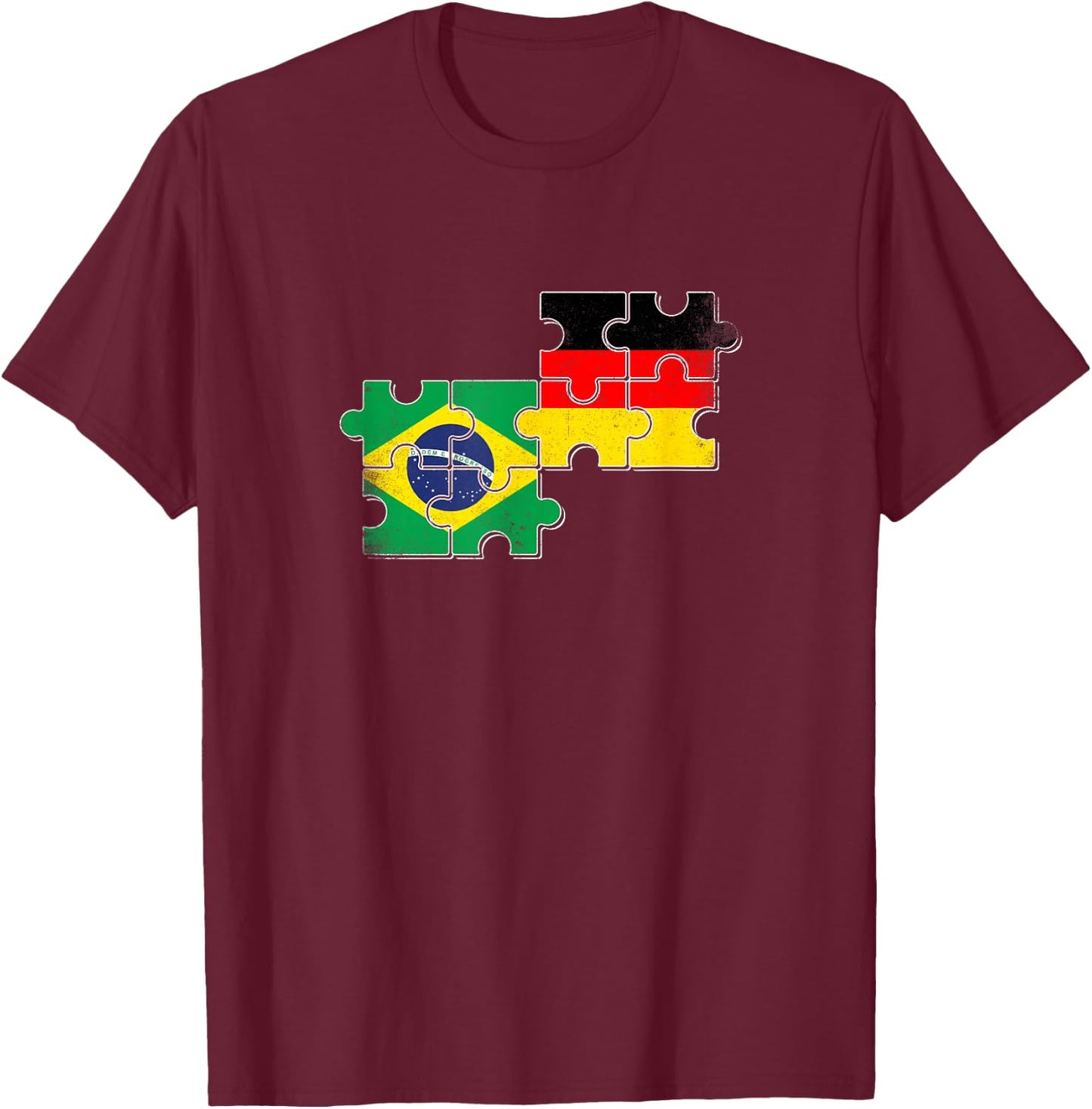 Brasilien Deutschland Vintage Flagge Deutsch Brasilianer T-Shirt - T-Shirt | Maroon