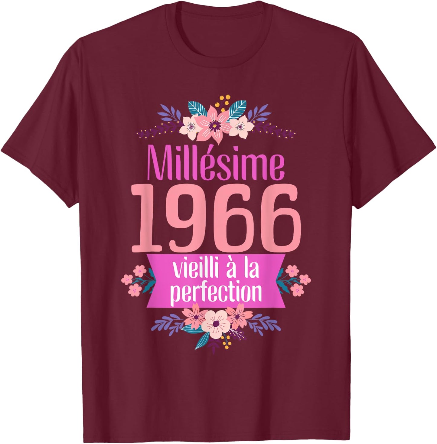 58 Ans Femme 1966 Idée Cadeau Anniversaire Drôle Maman T-Shirt - T-Shirt | Maroon