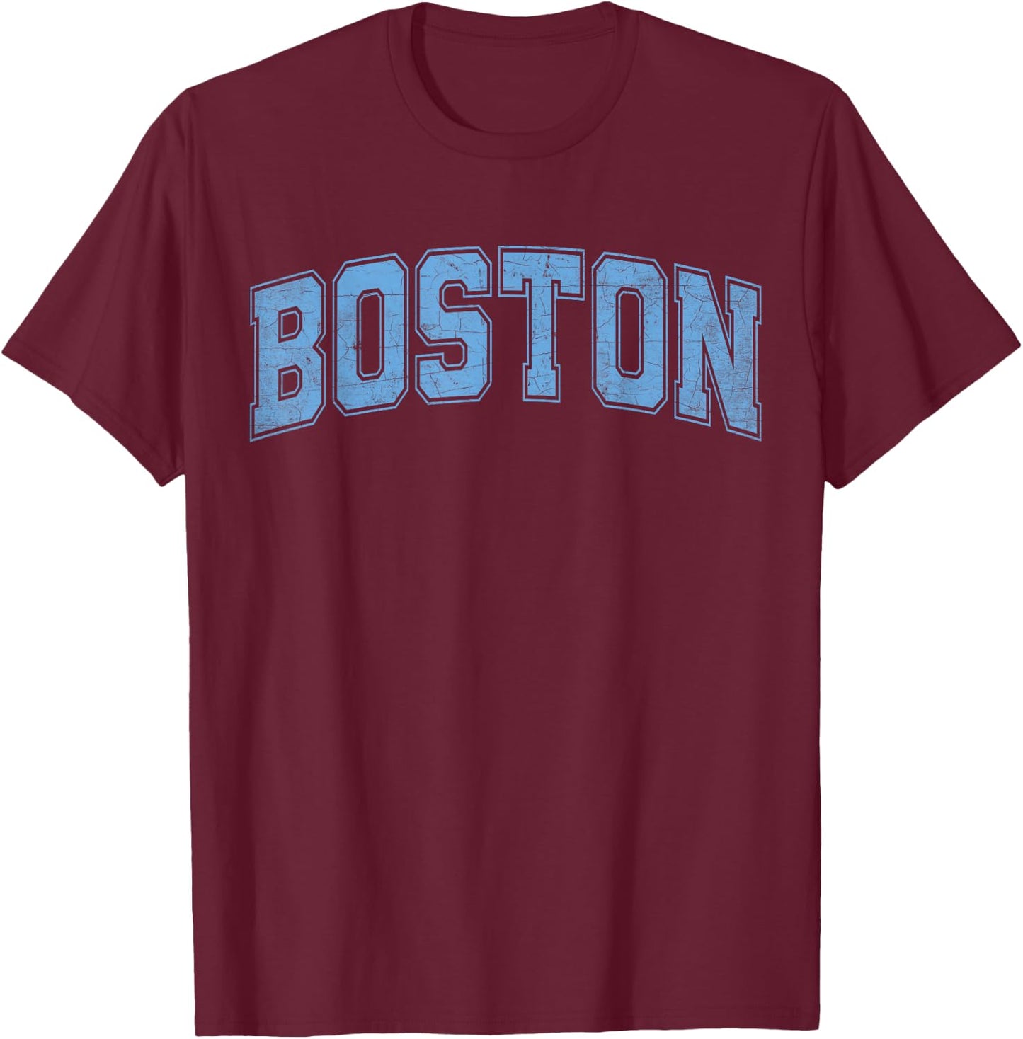 Boston Light Blue Vintage Style Retro Text T-Shirt - T-Shirt | Maroon