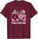 Peace Love Art Lover Artist Leopard Print Women Art Teacher T-Shirt - T-Shirt | Maroon