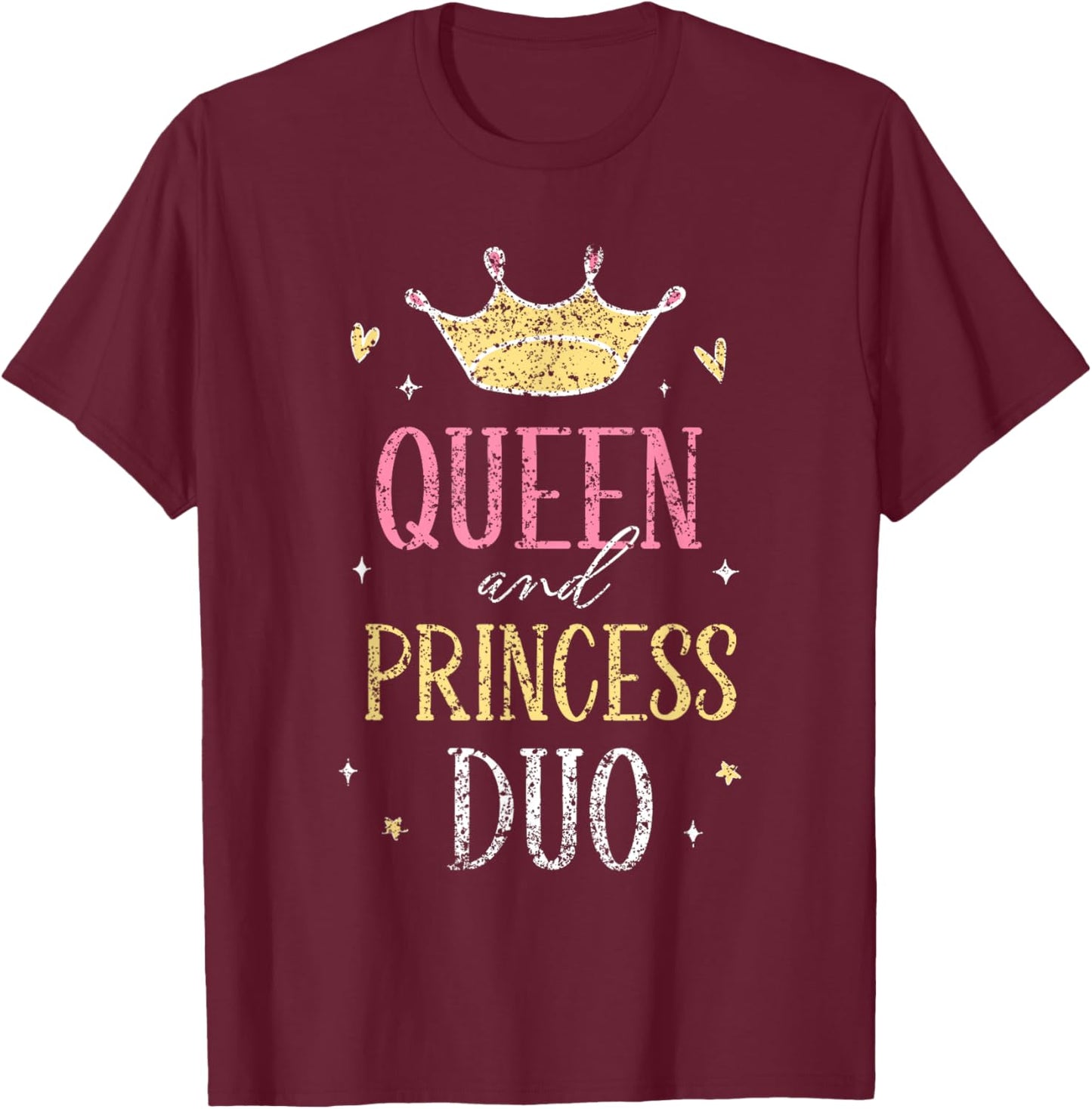 Queen And Princess Duo Matching Mom Mother Daughter Mommy T-Shirt - T-Shirt | Maroon