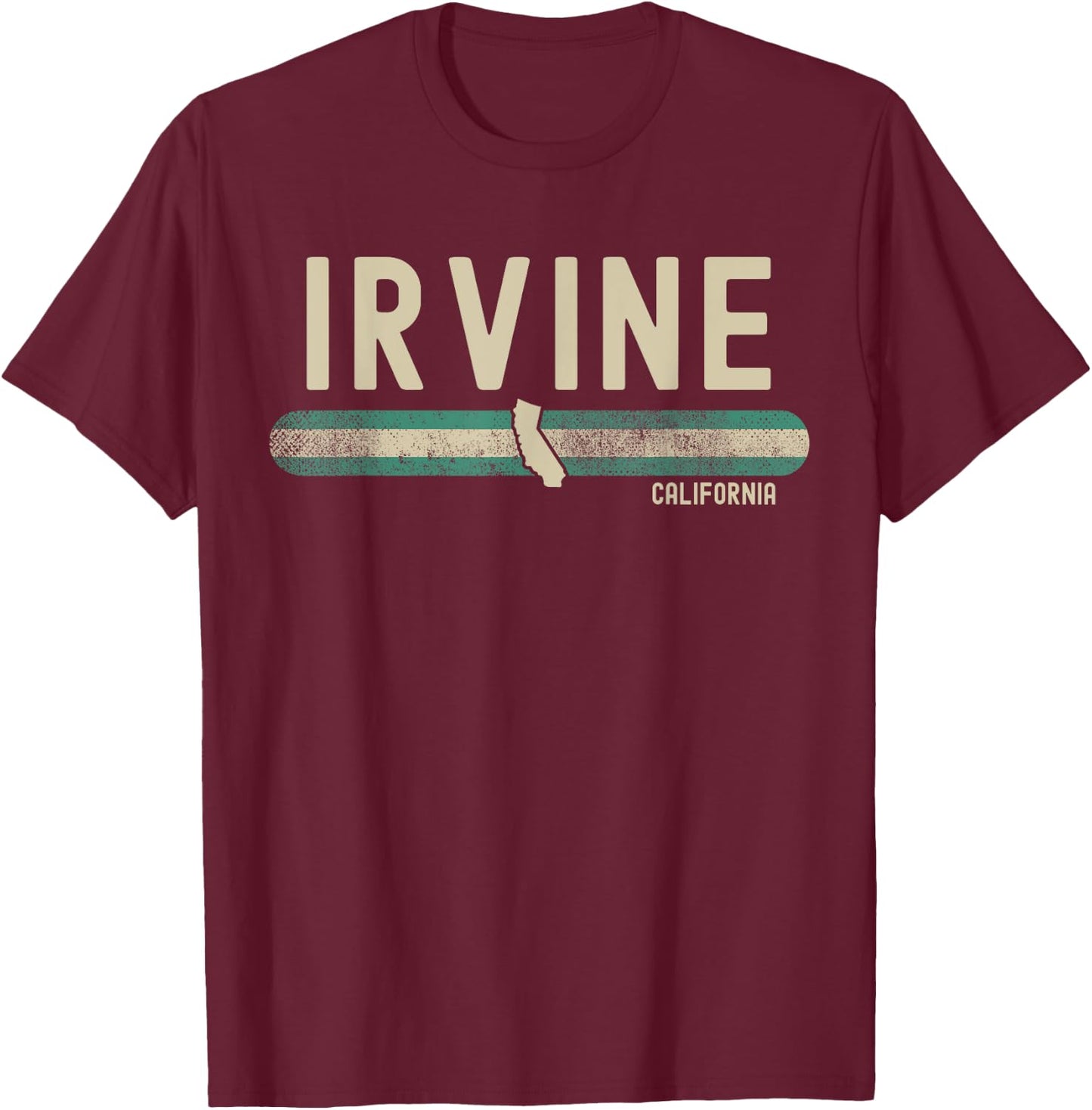 Irvine CA | California | Travel & 80s Style T-Shirt - T-Shirt | Maroon