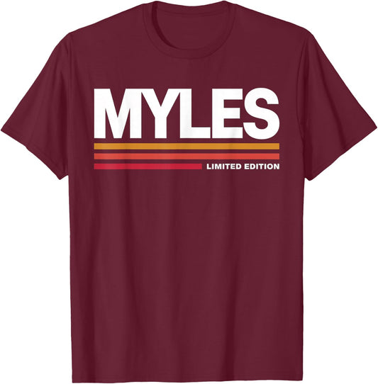 Myles Limited Edition Vintage Custom Name Husband Grandpa T-Shirt - T-Shirt | Maroon