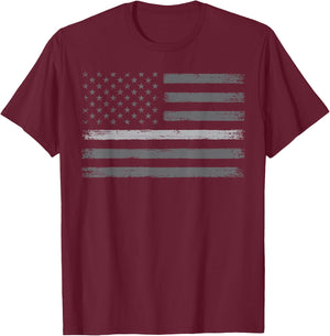 Correctional Officer Gift Thin Silver Line USA American Flag T-Shirt - T-Shirt | Maroon