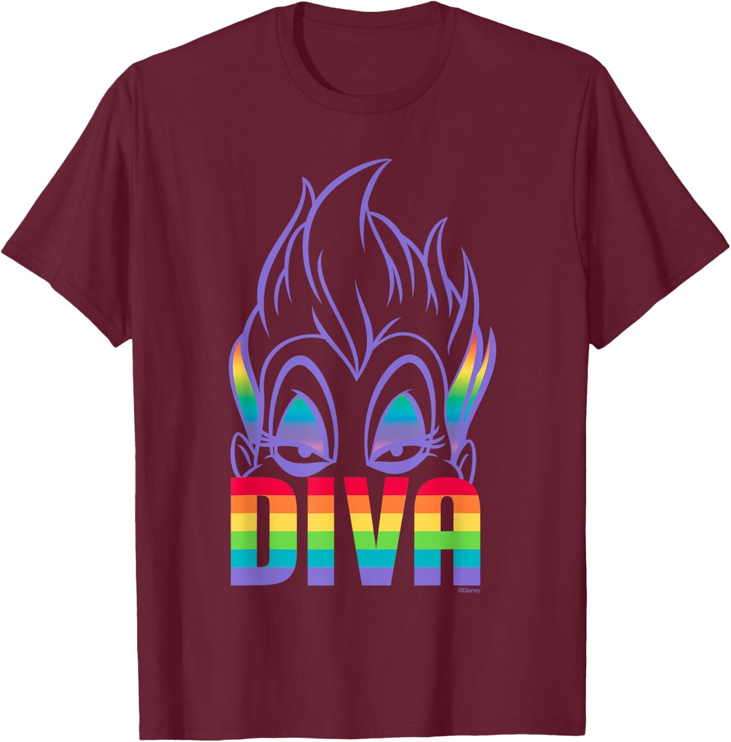 Disney Villains Ursula Diva Pride , black T-Shirt - T-Shirt | Maroon