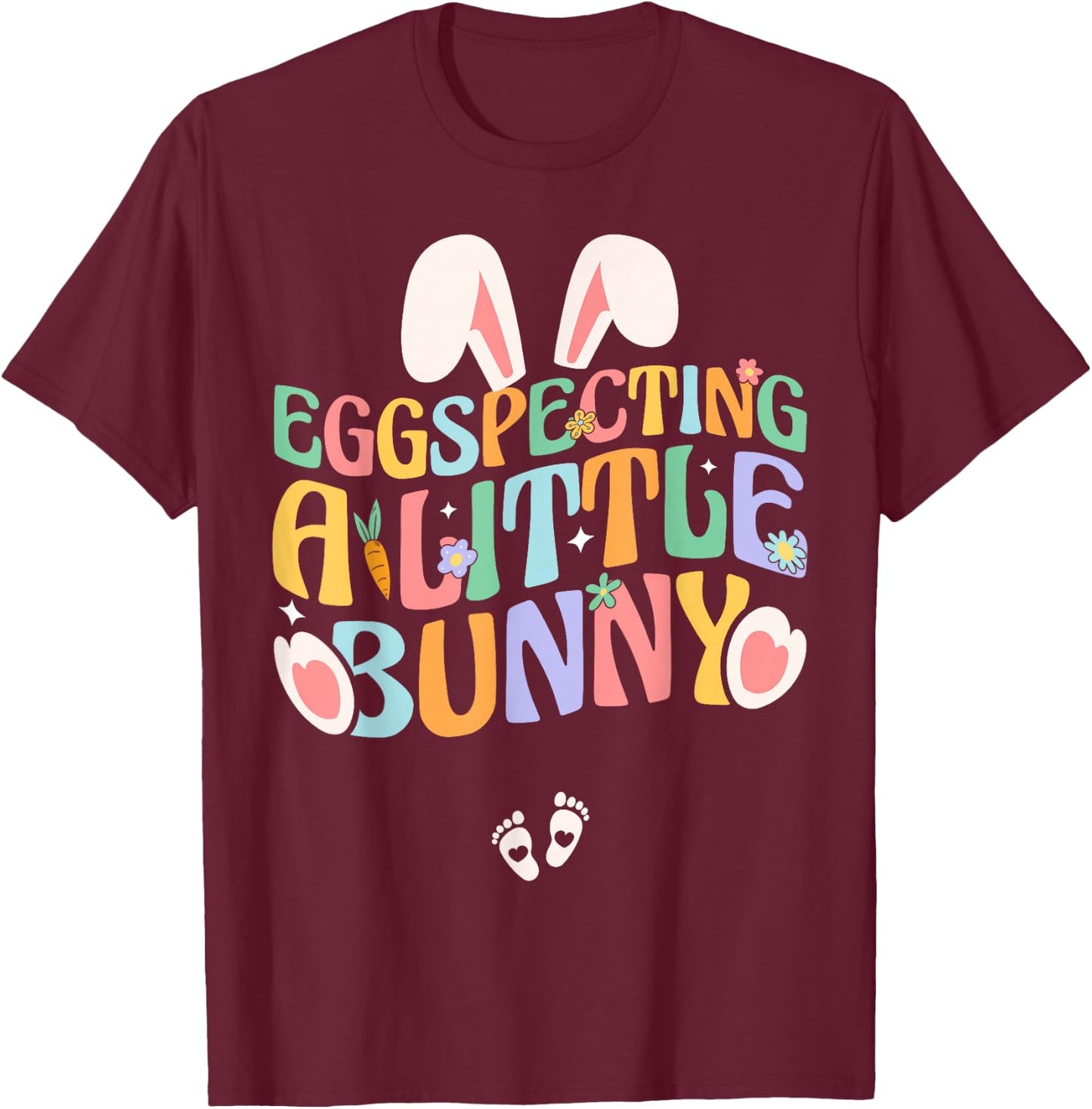 Easter Pregnancy Announcement Eggspecting A Little Bunny T-Shirt - T-Shirt | Maroon