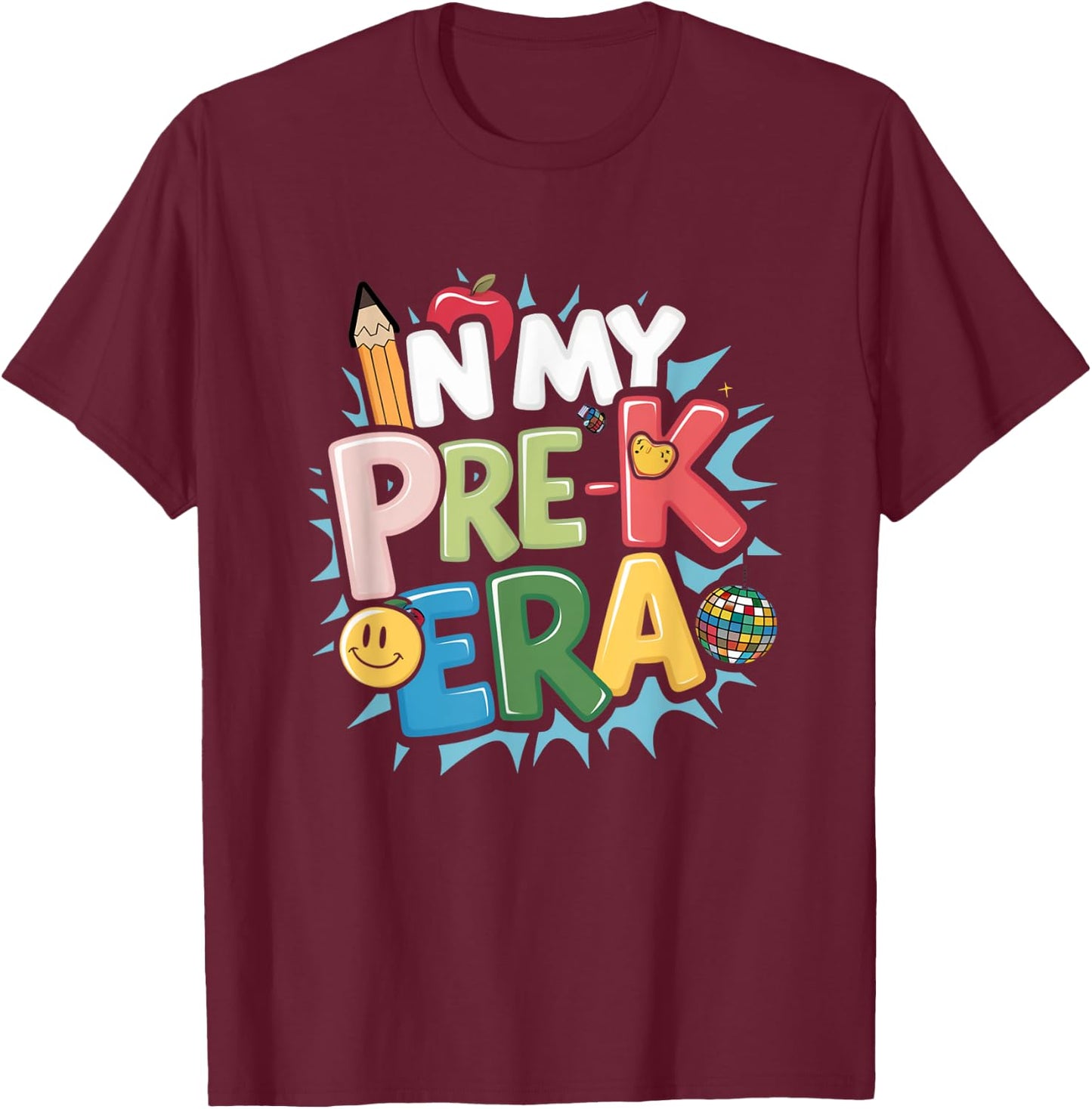 In My Pre-K Era Retro Preschool Back To School T-Shirt - T-Shirt | Maroon