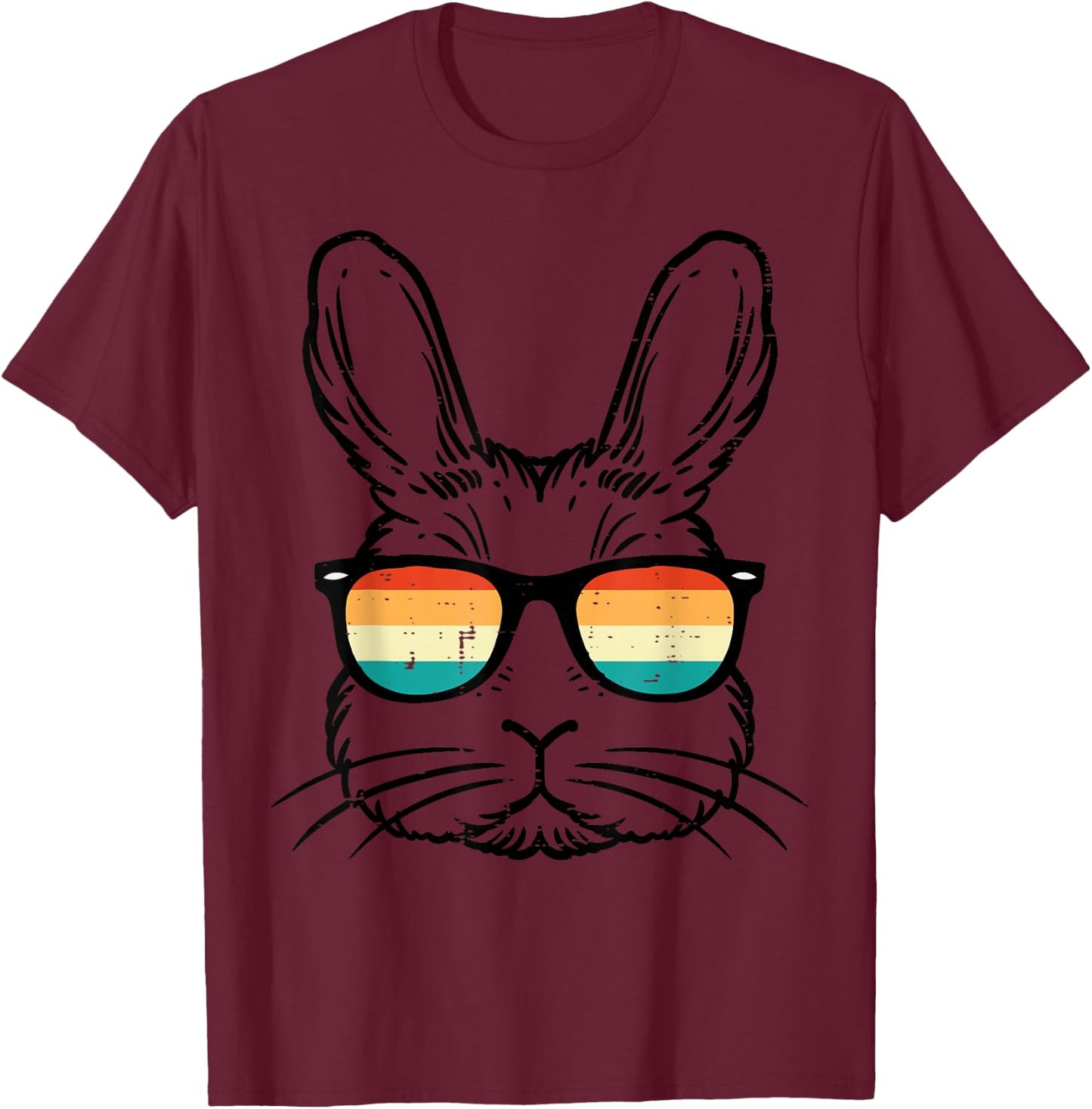 Easter Bunny Face Sunglasses Retro Rabbit Men Boy Kids Youth T-Shirt - T-Shirt | Maroon