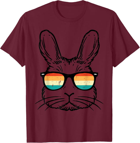 Easter Bunny Face Sunglasses Retro Rabbit Men Boy Kids Youth T-Shirt - T-Shirt | Maroon