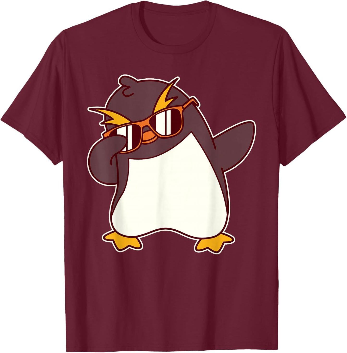 Cute Dabbing Macaroni Penguin T-Shirt - T-Shirt | Maroon