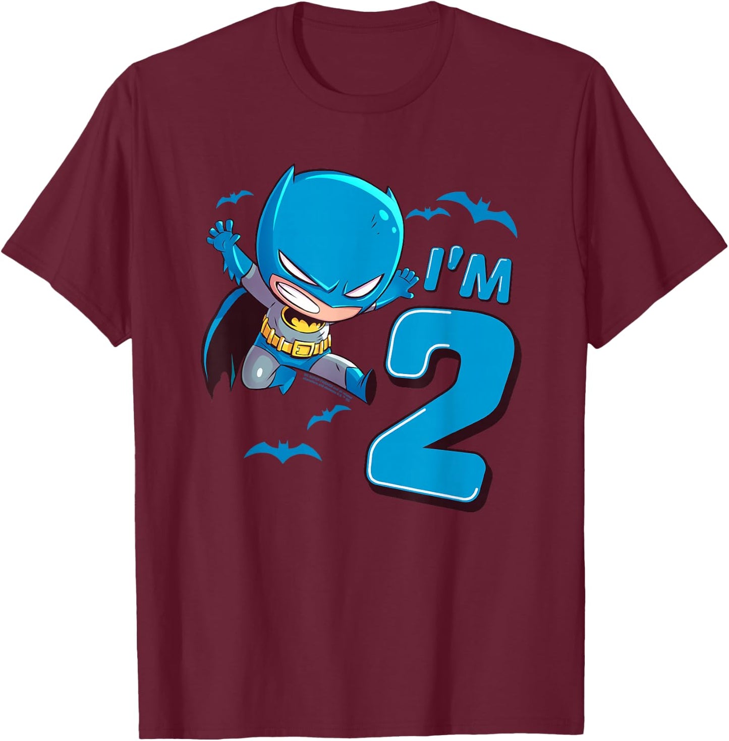 Batman 2nd Birthday Cute I'm 2 T-Shirt - T-Shirt | Maroon