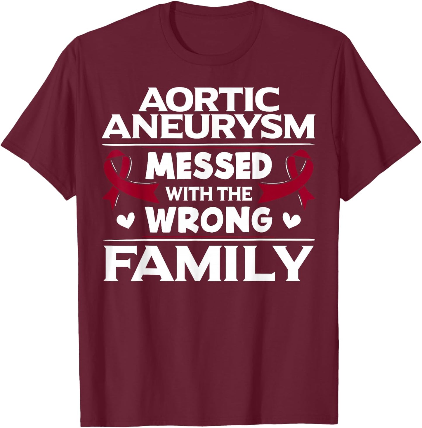 Aortic Aneurysm Gift Burgundy Awareness Ribbon T-Shirt - T-Shirt | Maroon