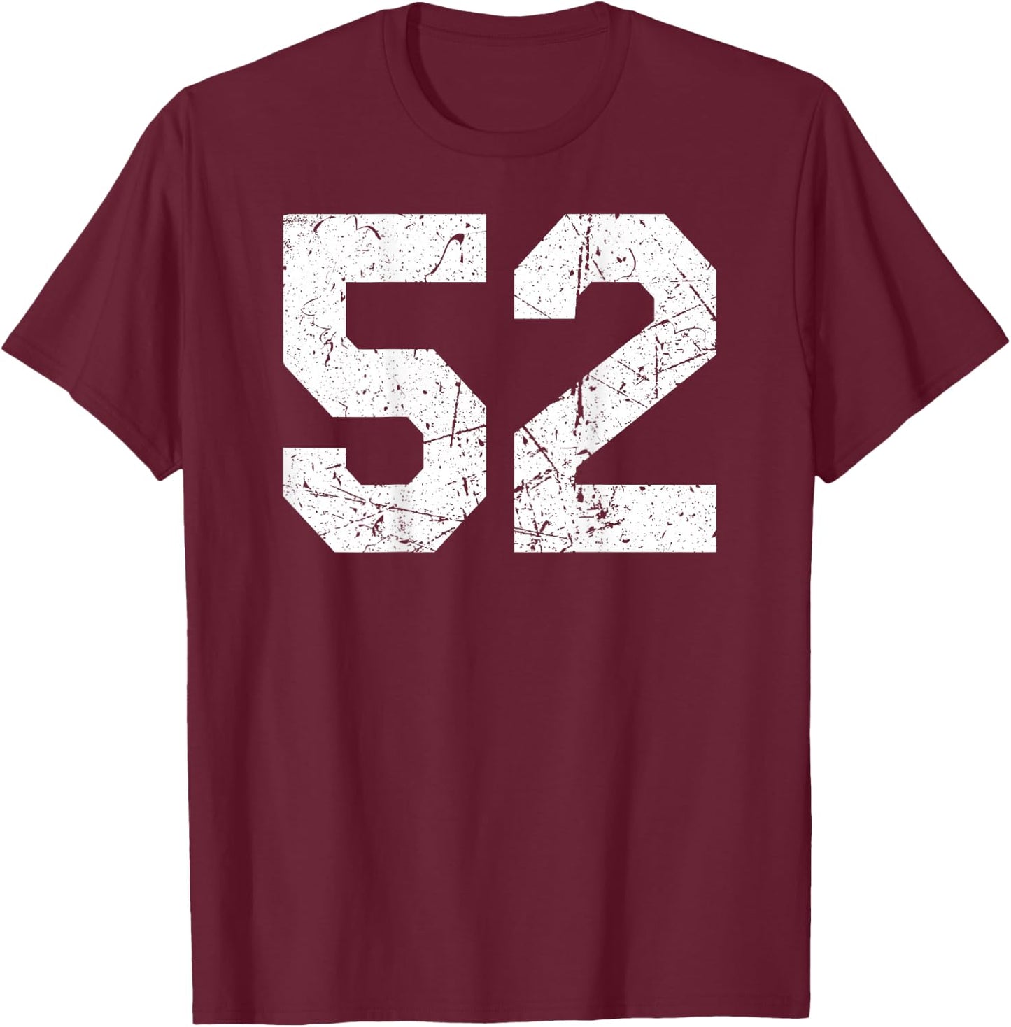 #52 Jersey Uniform Varsity Sports Number, 52nd Birthday T-Shirt - T-Shirt | Maroon
